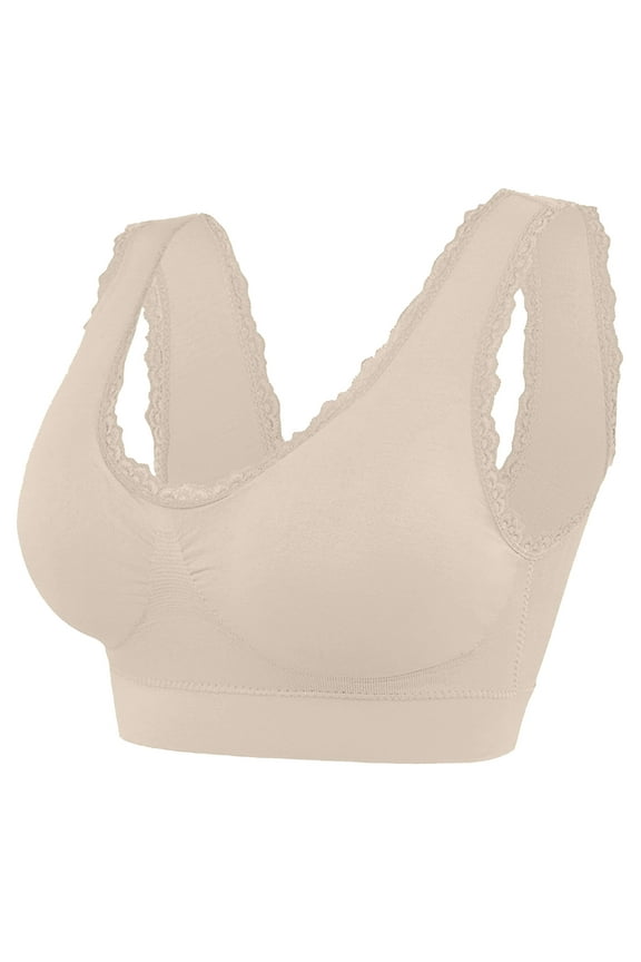 Backless Bras for Women Pullover Bra Feature V-Neck Bralette Bra Style W-454 Beige L
