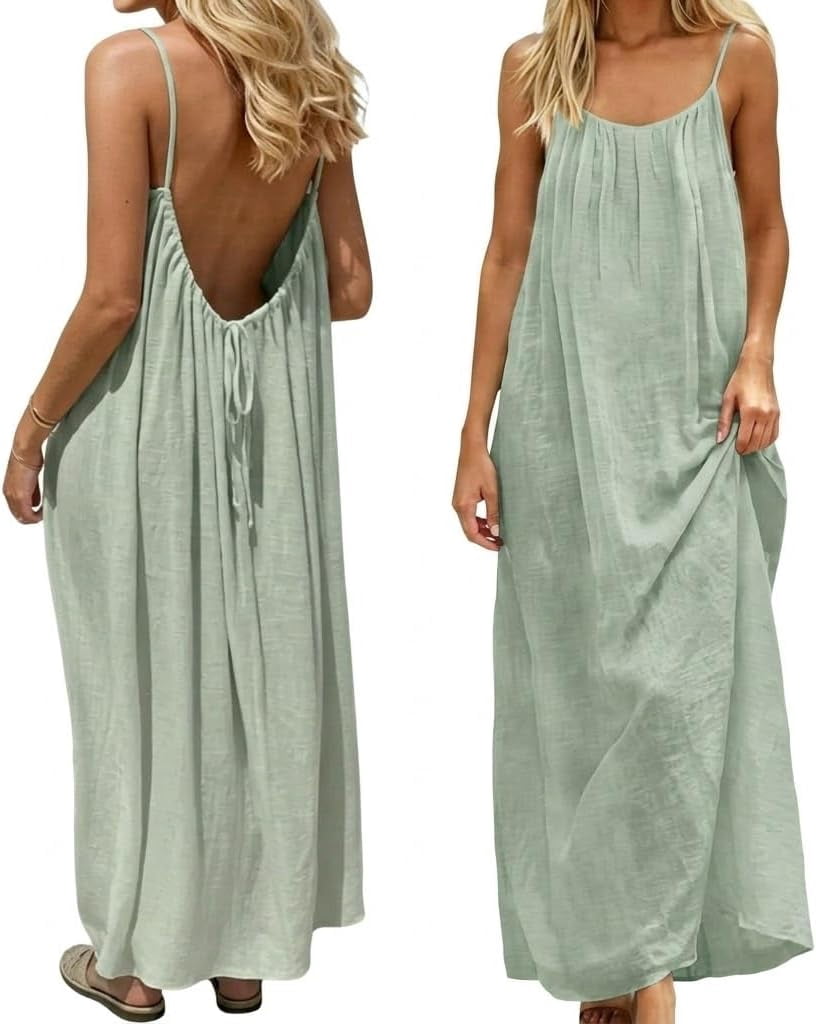 Backless Cami Dress, Backless Dress House Dress for Women, Sleeveless ...