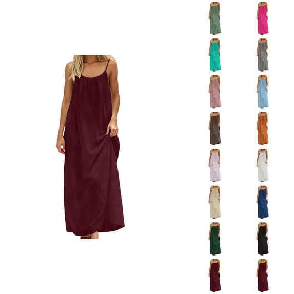 Backless Cami Dress for Women 2026 Trendy Sleeveless Spaghetti Strap Long Cami Lounge Dress Summer House Dresses