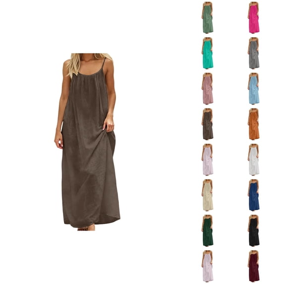 Backless Cami Dress for Women 2026 Trendy Sleeveless Spaghetti Strap Long Cami Lounge Dress Summer House Dresses