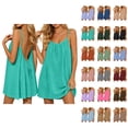 thumbnail image 1 of Backless Cami Dress for Women Linen Open Back House Lounge Loose Dresses Spaghetti Strap Summer Beach Flowy Sundress, 1 of 7