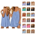 thumbnail image 1 of Backless Cami Dress for Women Linen Open Back House Lounge Loose Dresses Spaghetti Strap Summer Beach Flowy Sundress, 1 of 7