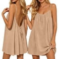 thumbnail image 1 of Backless Cami Dress for Women Short Mini Backless Dress Sleeveless Cami Lounge Dress Above Knee House Dress, 1 of 7