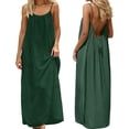 thumbnail image 1 of Backless Cami Dress for Women Sleeveless Spaghetti Strap Open Back Beach Dresses Summer Holiday Dress with Back Tie (Dark Green,L), 1 of 9