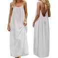 thumbnail image 1 of Backless Cami Dress for Women Sleeveless Spaghetti Strap Open Back Beach Dresses Summer Holiday Dress with Back Tie (White,S), 1 of 10