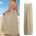 thumbnail image 1 of Backless Cami Dresses for Girls Spaghetti Strap House Dress Khaki Girl Flowy Dress Long Sundress Cute Beach Outfits for Girls, 1 of 5