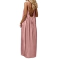 thumbnail image 1 of Backless Cami Dresses for Women - Sleeveless Spaghetti Strap Maxi Lounge Dress with Back Tie Pink L, 1 of 5