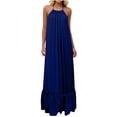 thumbnail image 1 of Backless Cami Linen Dresses for Women Sleeveless Open Back House Long Cami Lounge Dress Backless for Indoor Summer Wear, 1 of 7