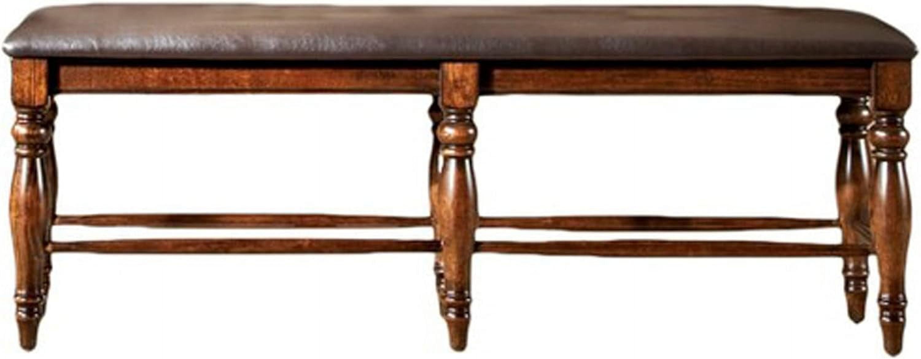 54" Raisin Brown Mango Wood Backless Bench with Faux Leather Seat