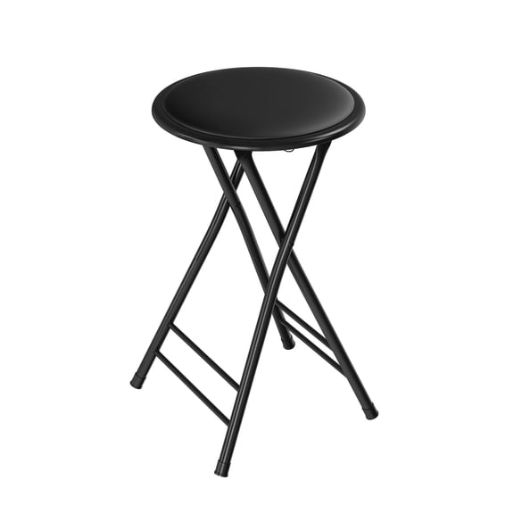 Backless Folding Stool With 225lb Capacity For Kitchen Or Rec Room - Portable Indoor Counter Bar Stools (24-inch Black)
