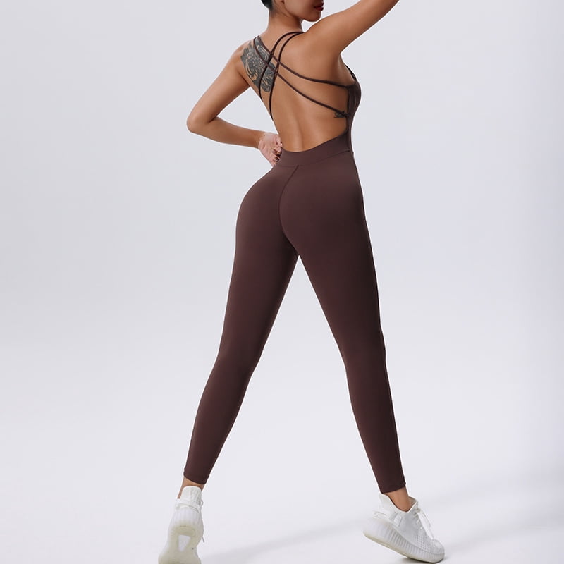Backless Gym Jumpsuit 2024 Sport Overalls Women Lycra Yoga Workout Clothes for Women Fitness Clothing Gym Sets Womens Outfits