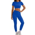 thumbnail image 1 of Backless Gym Sets Short Sleeve Sports Cropped Tops Workout Set Hidden Scrunch High Waisted Leggings Gym Clothes for Women Elastic Fitness Yoga Sports Set, 1 of 7