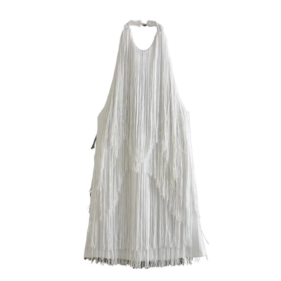 Backless Hanging Neck Dresses For Summer Women's Dress Skinny Solid Sleeveless Tassel Dress Woman
