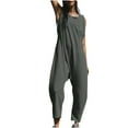 thumbnail image 1 of Backless Jumpsuits for Women Summer Trendy Twist Back Crewneck Sleeveless Tank Tops Long Romper Workout Overalls (2XL, Dark Gray) Summer Savings Deals Clearance, 1 of 7