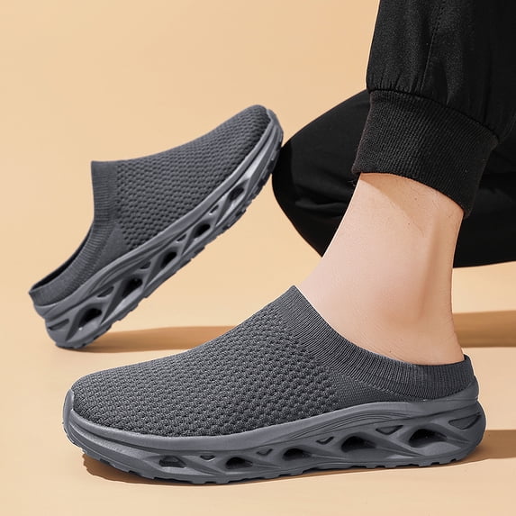 Backless Knit Slip‑On Platform Mule Shoes