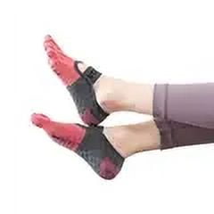 Backless Low-ankle Ladies Yoga Socks Boat Sock with Elastic Band Pilates Socks Cotton Breathable Five Finger Socks Women (Red)
