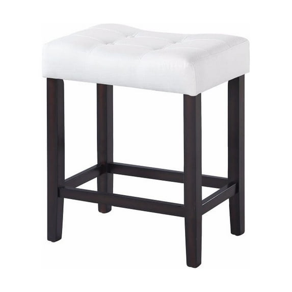 Backless Modern Counter Height Stool, White & Brown, Set of 2
