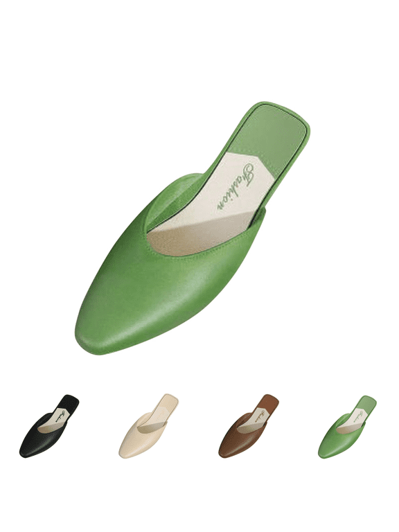 Backless Mules Womens Closed Pointed Toe Flats Loafers Shoes