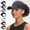 thumbnail image 1 of Backless Ponytail Baseball Caps for Women Curly Hair Hats Adjustable Cotton Sun Visor Cap Messy Bun Ponytail Cap, 1 of 4