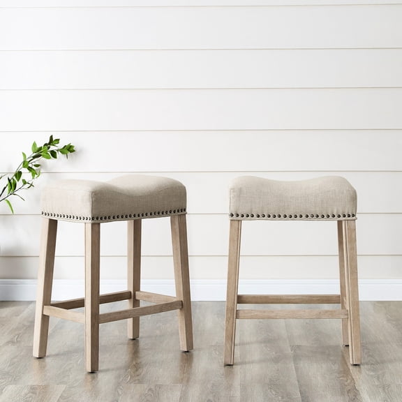 Backless Saddle Counter Stools in Tan / Easy to Assemble for Home