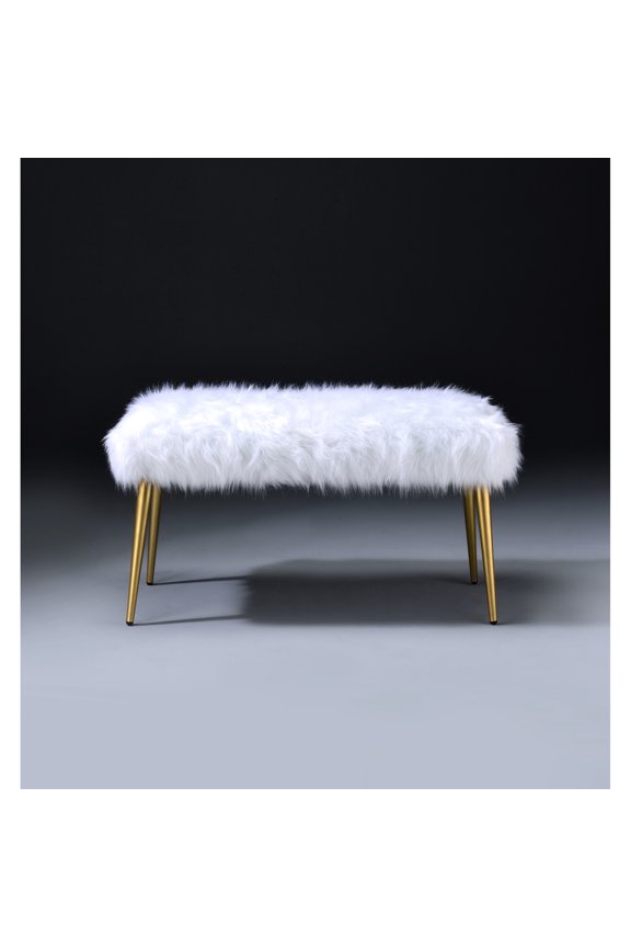 Backless Seating for Indoor Relax | Comfortable Home Seating Option | Padded with Faux Fur | Sturdy Metal Construction