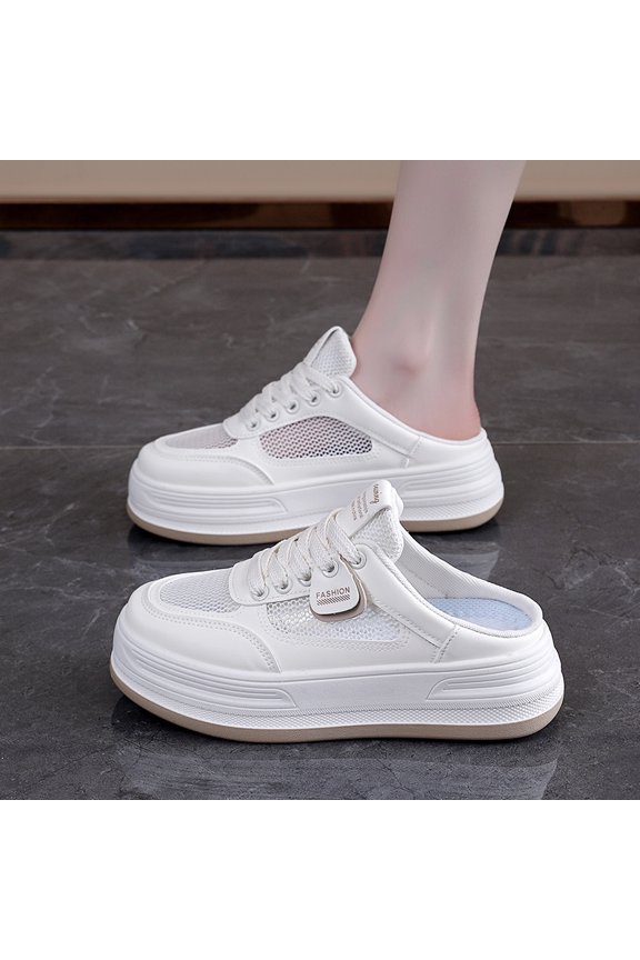 Backless Slip-On Mesh Platform Mule Sneakers