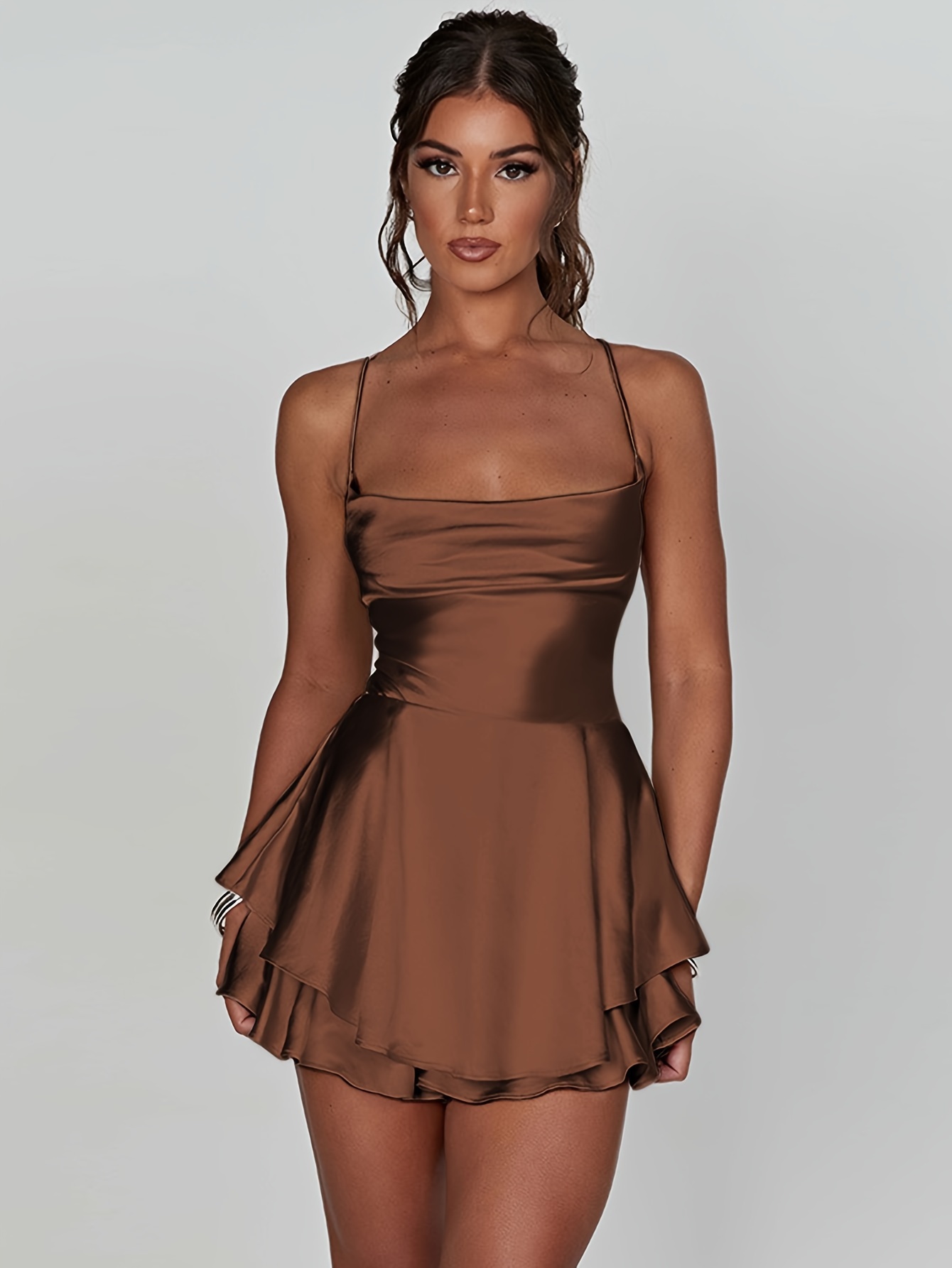 cowl-neck a-line mini dress Alexus Cowl Neck Mini Dress | Black | Womens