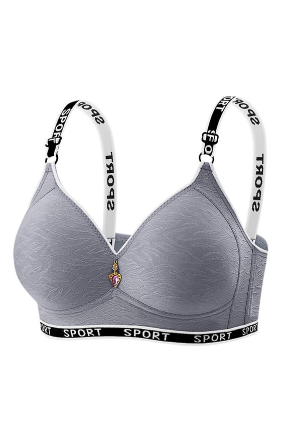 Backless Sports Bra Wireless Bras for Women Full Cover Fixed Cup Thin Wireless Support Comfortable Bralette Everyday T-Shirt Bra Gray 42