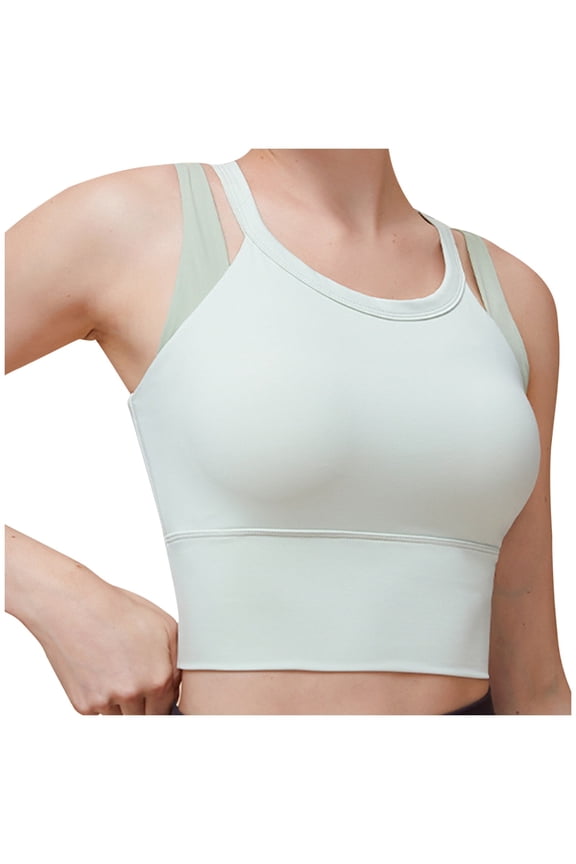 Backless Sports Bra Women Padded Bra Feature V-Neck Push-up Bra Style W-1407 Green M