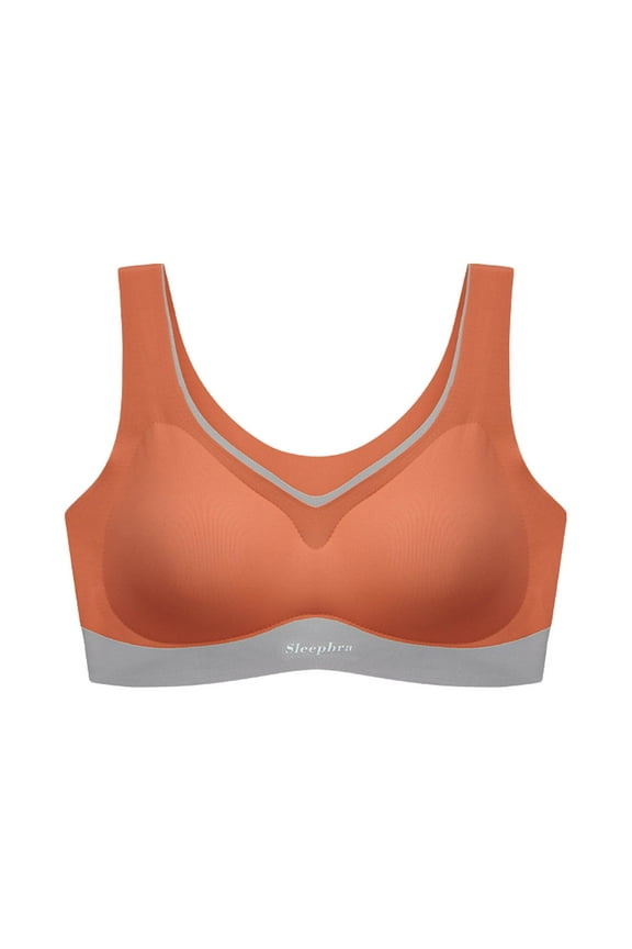 Backless Strapless Bra Women Tops Bra Wire-Free Underwears Base Vest Style Sports Lingerie V-Neck Lightly Lined Bra Feature Hook and Eye Closure Nursing Bra Style Y-259 , Orange M