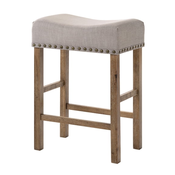 Backless Tan Stools/For Bedroom Comfort/Set of 2 with Rustic Charm