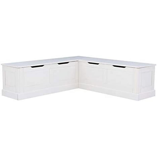 Backless Wood Corner Kitchen Breakfast Nook Bench, with Hidden Storage
