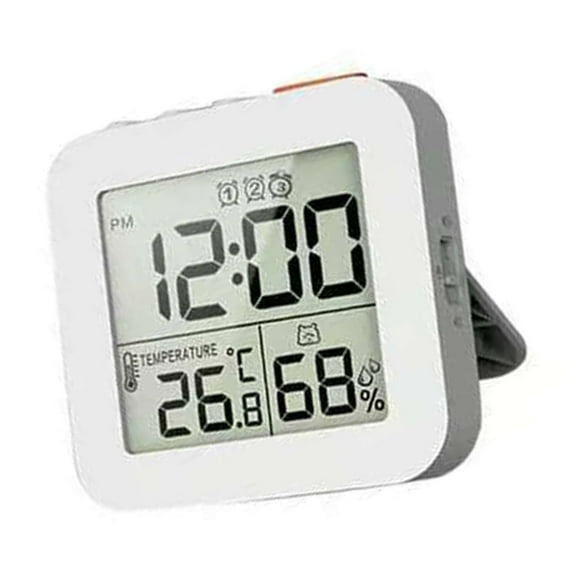 Backlight Digital Alarm Clock 3 Alarms Snoozes Function Folding Stand Accurate Indoor Climate Monitor Operated