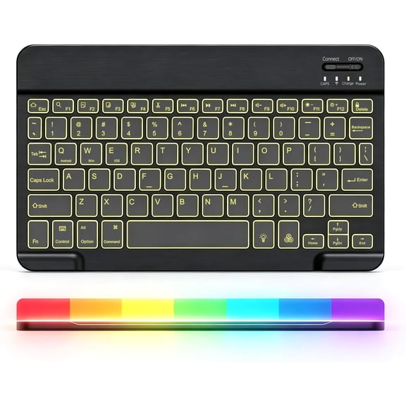 Backlit Bluetooth keyboard for Phone, Tablet, iPad Air, Pro, Mini, A16, M2, M3, Galaxy, ChromeBook, MackBook, Wireless Travel Keyboard for Computers - Rechargable, Lightweight, Slim, Easy to Carry