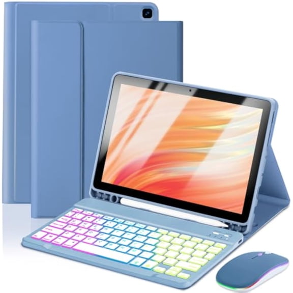 Backlit Detachable Keyboard Protective Cover with Stylus Slot for Amazon Fire HD 10 / HD 10 Plus 10.1" 2021 & 2023,Ocean