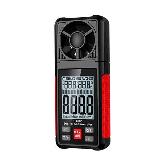 Backlit Digital Anemometer Airspeed Reader, Temperature Humidity Meter for Portable HVAC Ventilation Field Checks