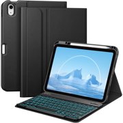 Backlit Keyboard Case for iPad A16 11th Generation 11 Inch 2025, 10th 10.9 2022 - Soft TPU Cover with 7 Color Backlight Detachable Bluetooth Keyboard, Black