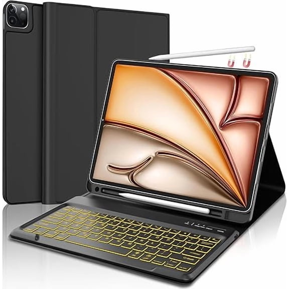 Backlit Keyboard Case with Pencil Holder, Black｜iPad Air 13 & Pro 12.9