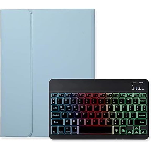 Backlit Keyboard Protective Case, Mistyblue+Black for Galaxy Tab S7-S10 Series 10.9"/11"