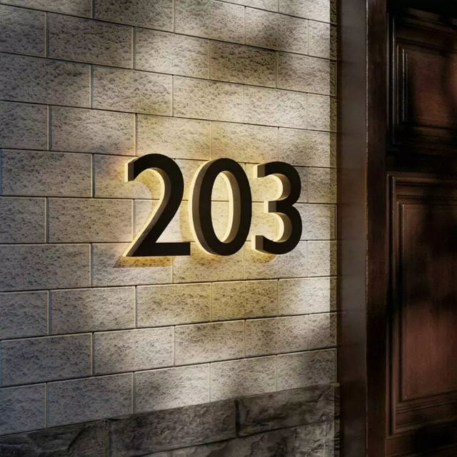 Backlit LED House Number, Waterproof Stainless Steel, High Transparency Acrylic, LED Illuminated Home Address Number, Luminous House Number, Modern Address Number