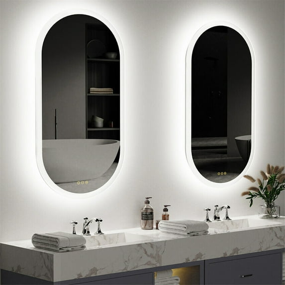 Backlit Smart Bathroom Mirror with LED Light 3 Colors Anti-Fog Wall Mounted Vanity Mirror 40x20 in