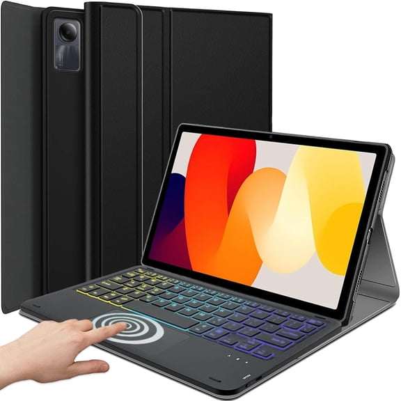 Backlit Touchpad Keyboard Case for Xiaomi Redmi Pad SE 11 inch 2023, 3-Zone Backlit Wireless Trackpad Keyboard with Protective
