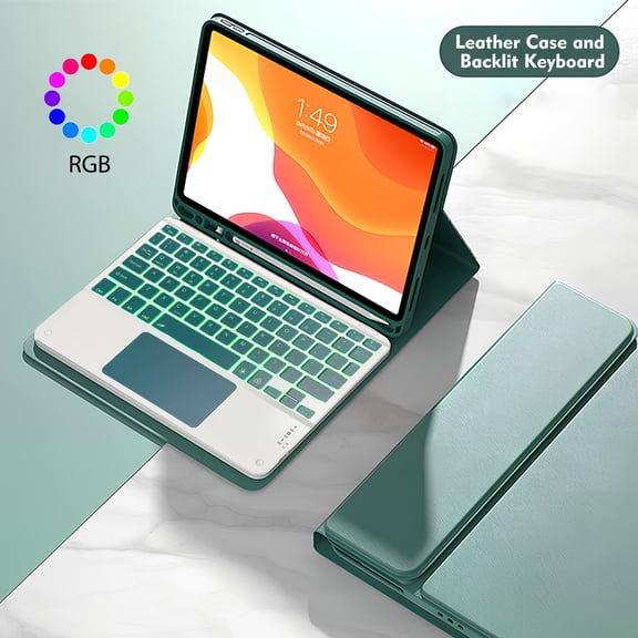 Backlit Touchpad Keyboard Case for iPad Air 4/5 & iPad 10/11 Gen, PU Leather Protective Cover with Pencil Slot - Perfect Gift for Holidays & Birthdays