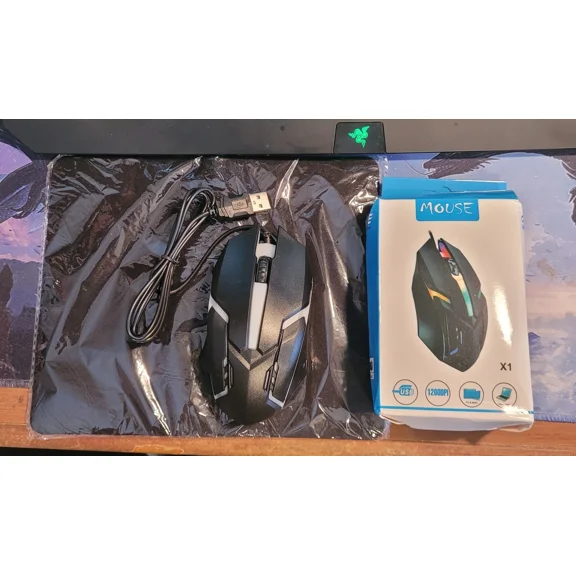 Backlit Wired Gaming Mouse W Mouse Pad