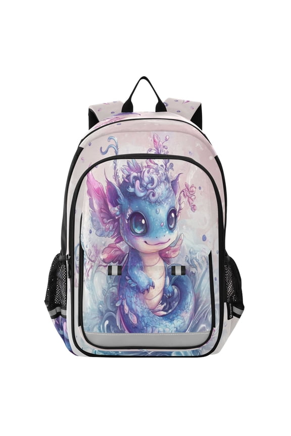 Backpack 12.9 *5.1 * 17.7 Inches Outing Backpack, Shopping Backpack, Travel Backpack A Cartoon Blue Dragon