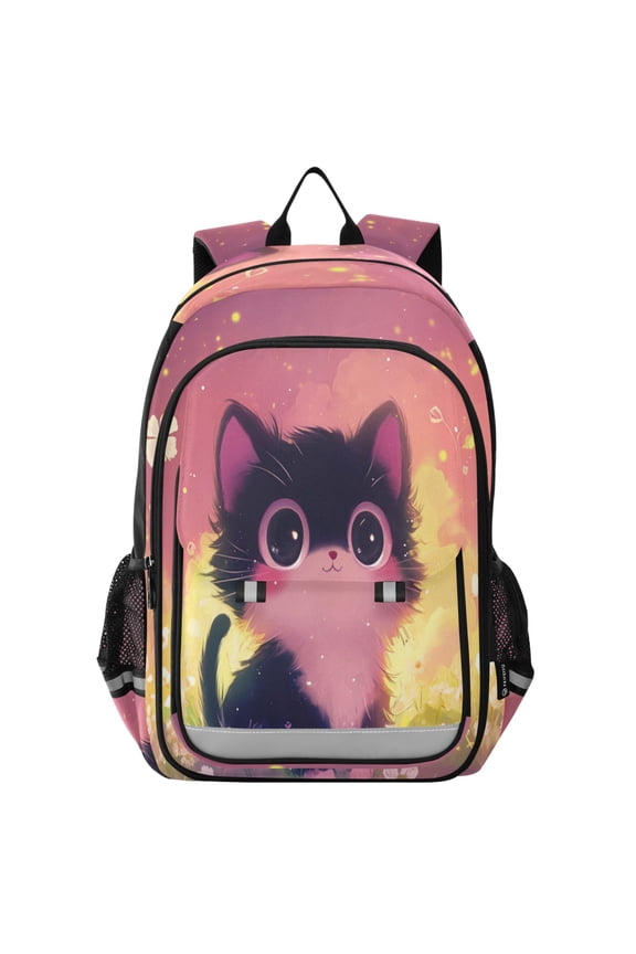 Backpack 12.9 *5.1 * 17.7 Inches Outing Backpack, Shopping Backpack, Travel Backpack Adorable Black Kitten