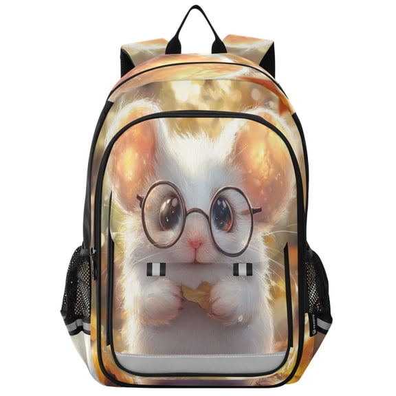 Backpack 12.9 *5.1 * 17.7 Inches Outing Backpack, Shopping Backpack, Travel Backpack Adorable White Mouse