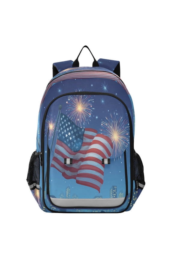 Backpack 12.9 *5.1 * 17.7 Inches Outing Backpack, Shopping Backpack, Travel Backpack American Flag Fireworks