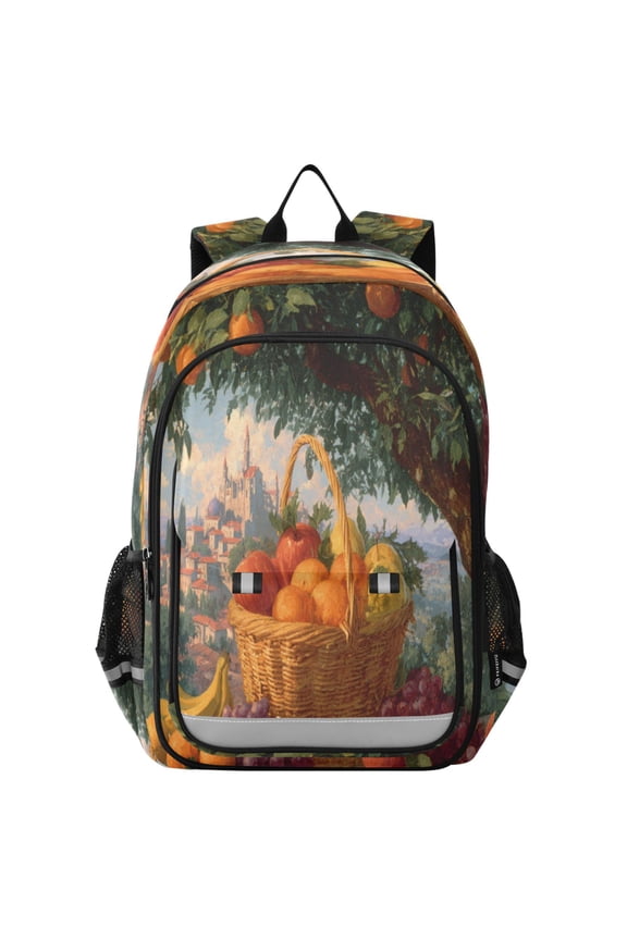Backpack 12.9 *5.1 * 17.7 Inches Outing Backpack, Shopping Backpack, Travel Backpack Basket Of Oranges