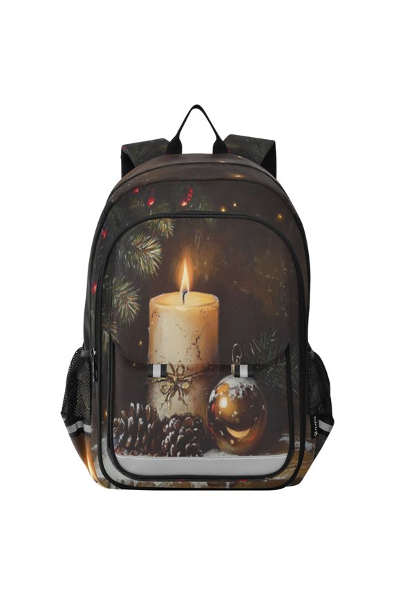 Backpack 12.9 *5.1 * 17.7 Inches Outing Backpack, Shopping Backpack, Travel Backpack Beautiful Christmas Candle Picture